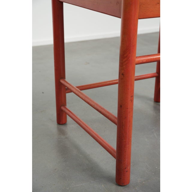 Red Vintage Wooden Chair with Woven Cane Seat, 1970s For Sale - Image 8 of 12