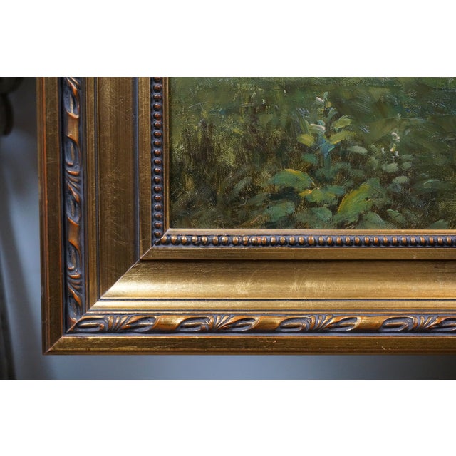 L Stepano European 20thC Pastoral Landscape Oil Painting Sheep Farm Cottage 42" For Sale - Image 9 of 12