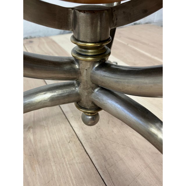 Vintage Hollywood Regency Steel, Brass & Glass Globe Side Table For Sale - Image 11 of 11