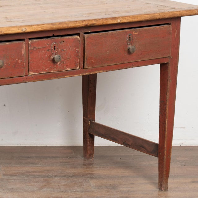 Early 19th Century Swedish Original Red Painted Pine Work Console Table For Sale - Image 15 of 16