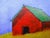 Miniature Red Farm Barn Art 4X4 Lynne French Landscape oil painting by Lynne French. The signed original painting measures...