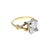 Modern 14k Yellow Gold Emerald Center Zircon Stone Ring, Size 5.75 For Sale - Image 3 of 6