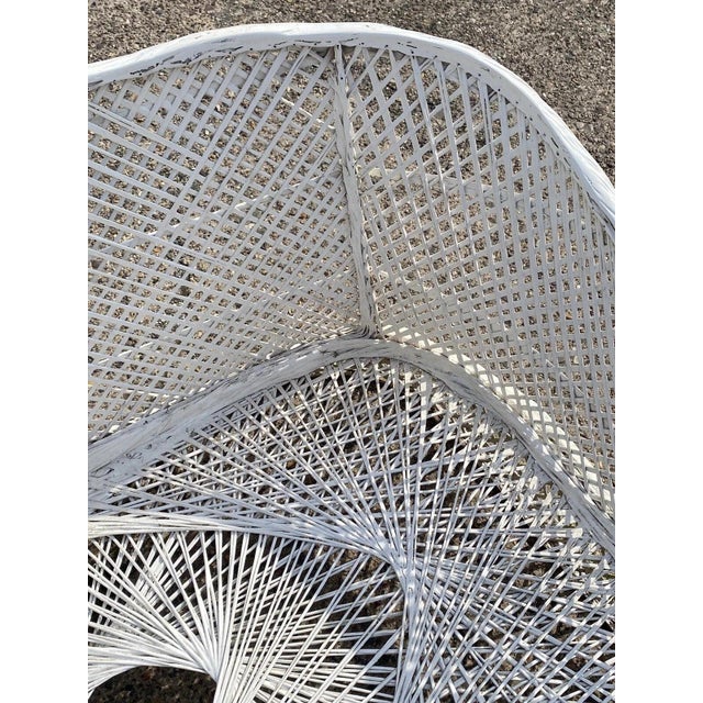 Plastic Vintage Russell Woodard Mid Century Modern Woven Spun Fiberglass White 54" Sofa For Sale - Image 7 of 10