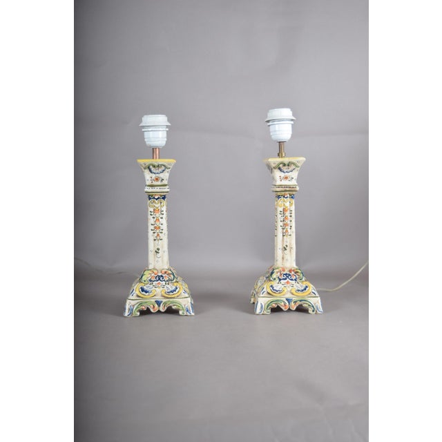 French Rouen Faience Table Lamps, 1890s, Set of 2 For Sale - Image 18 of 18