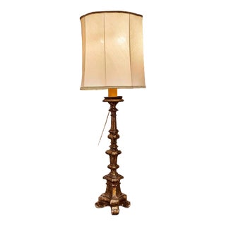Baroque Wooden Candlestick Table Lamp For Sale