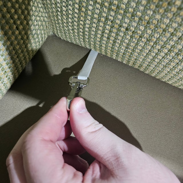 Vintage Oversized Mid-Century Green Upholstered Sofa | Circa 1970s For Sale - Image 17 of 17