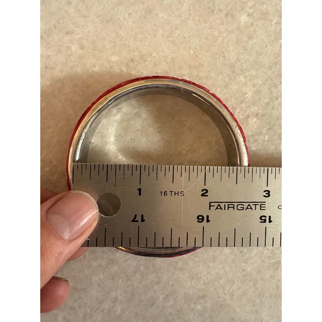 Antique, Cinnabar and Sterling Silver Bangle Bracelet For Sale - Image 4 of 6