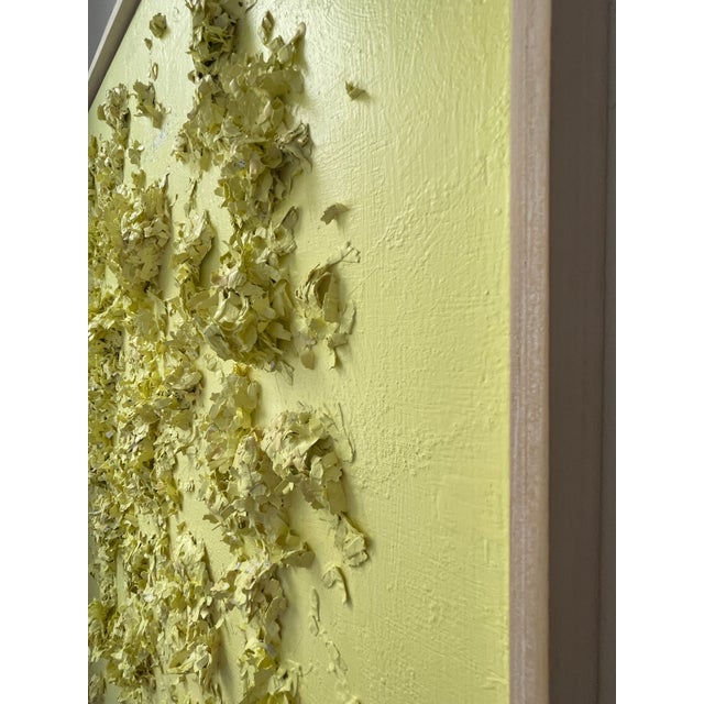 Dimensional Textured Abstract Painting in Soft Yellow by Covet Studio For Sale - Image 12 of 13
