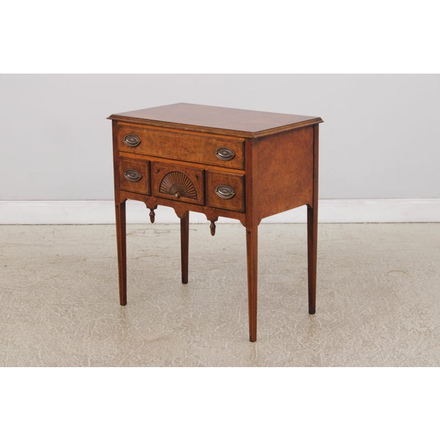 Traditional Burl Elm Inlaid Serving Table or Console For Sale - Image 3 of 16