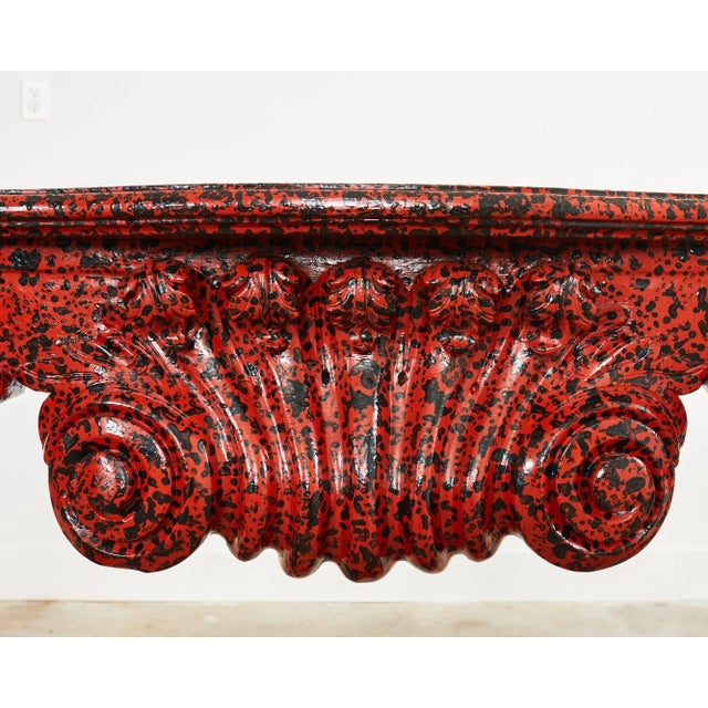 Ruby Red Grand Rococo Style Mahogany Console Table Speckled by Ira Yeager For Sale - Image 8 of 13
