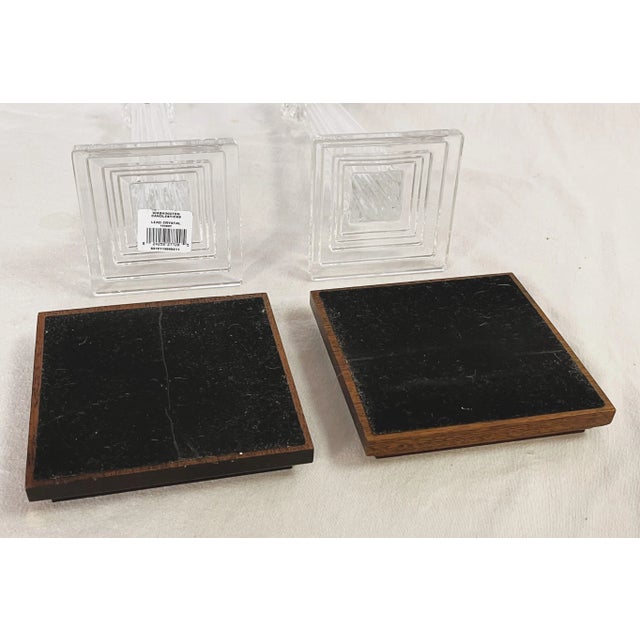 Waterford Crystal Candlesticks on Wood Plinths- a Pair For Sale - Image 11 of 13