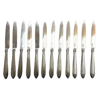 Silver Rib Model Fruit Knives, Netherlands, 1920s, Set of 12 For Sale
