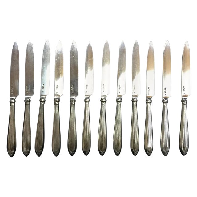 Silver Rib Model Fruit Knives, Netherlands, 1920s, Set of 12 For Sale