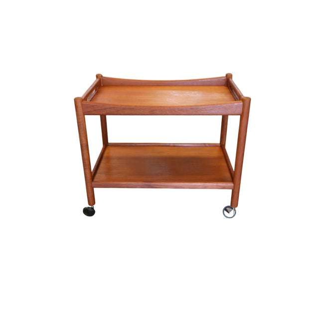 Brown AT-45 Serving Trolley in Teak by Hans J. Wegner for Andreas Tuck, Denmark, 1960s For Sale - Image 8 of 14