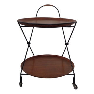 Mid-Century Teak and Metal Serving Bar Cart by Paul Nagel for Jie Gantofta, Sweden, 1960s For Sale