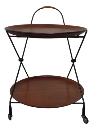 Mid-Century Teak and Metal Serving Bar Cart by Paul Nagel for Jie Gantofta, Sweden, 1960s