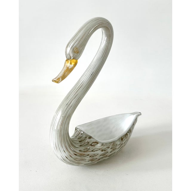 Figurative Murano Glass Swan Dish With Bullicante Inclusions For Sale - Image 3 of 15