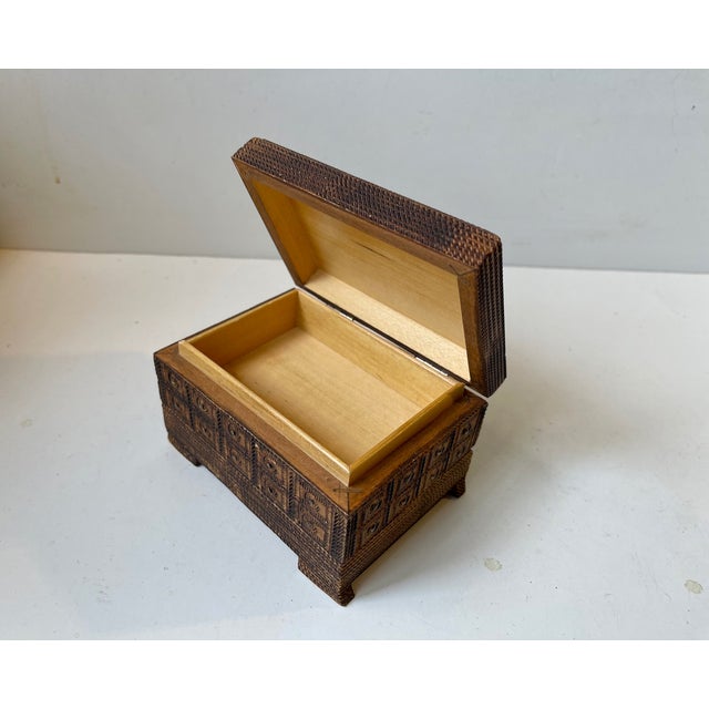 1940s Scandinavian Folk Art Box with Hidden Compartment, 1940s For Sale - Image 5 of 12