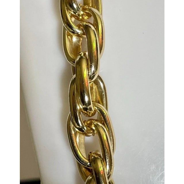 Modern Late 20th Century Sofia Large Oval Link Chain Necklace 24k Gold Plated Round For Sale - Image 3 of 5