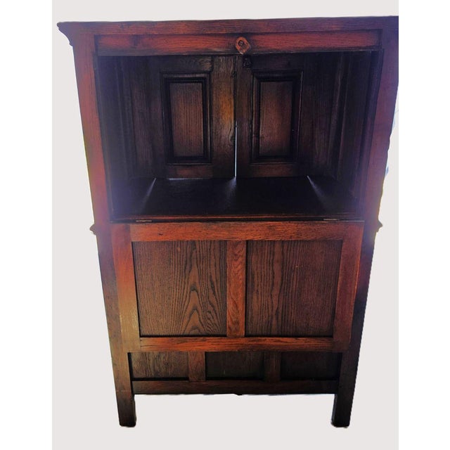 Antique Flemish-Style Gothic Revival Carved Oak Pass-Through Credence Cabinet, C. 1900. For Sale - Image 11 of 16