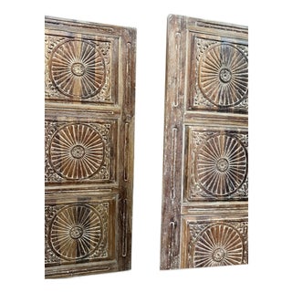 Vintage Carved Chakra Wooden Interior Door or Sliding Barn Door 80x39 For Sale