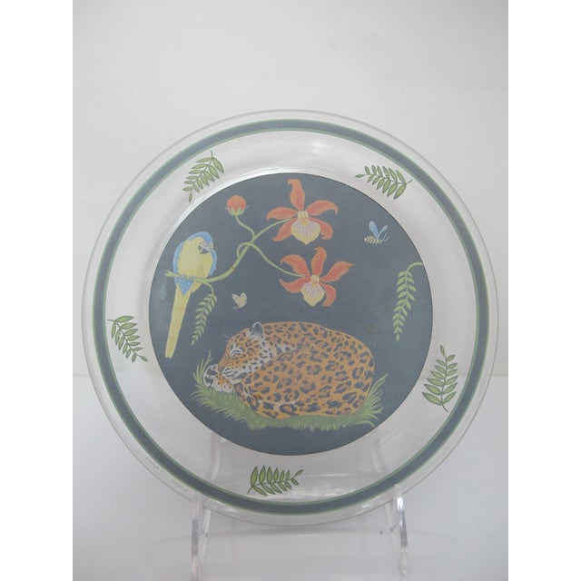 Black Lynn Chase Sleeping Jaguar Jungle Cat Glass 8 1/4" Salad Plate Set of 2 For Sale - Image 8 of 8