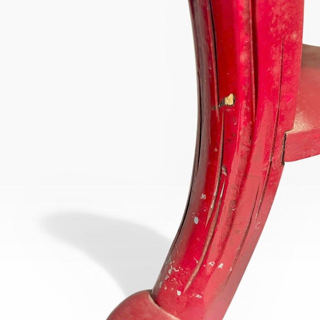 Wood Vintage Chinese Burgundy Red Carved Wood End Table Pedestal For Sale - Image 7 of 18