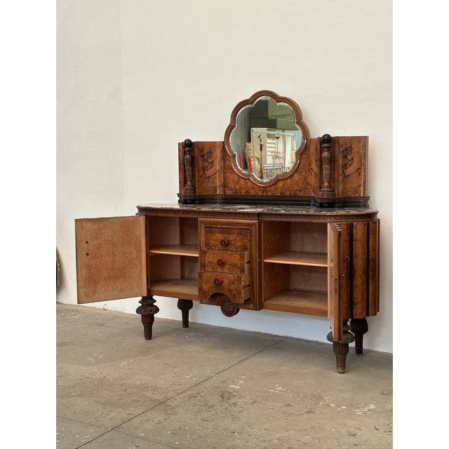 Art Deco Sideboard with Mirror, 1940s, in Very Good conditions. Designed 1920 to 1949