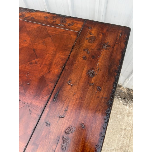 Rustic Mahogany Pedestal Foyer Center Table For Sale - Image 11 of 12