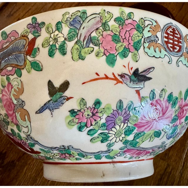 Vintage Famille Rose Punch Bowl For Sale - Image 4 of 5