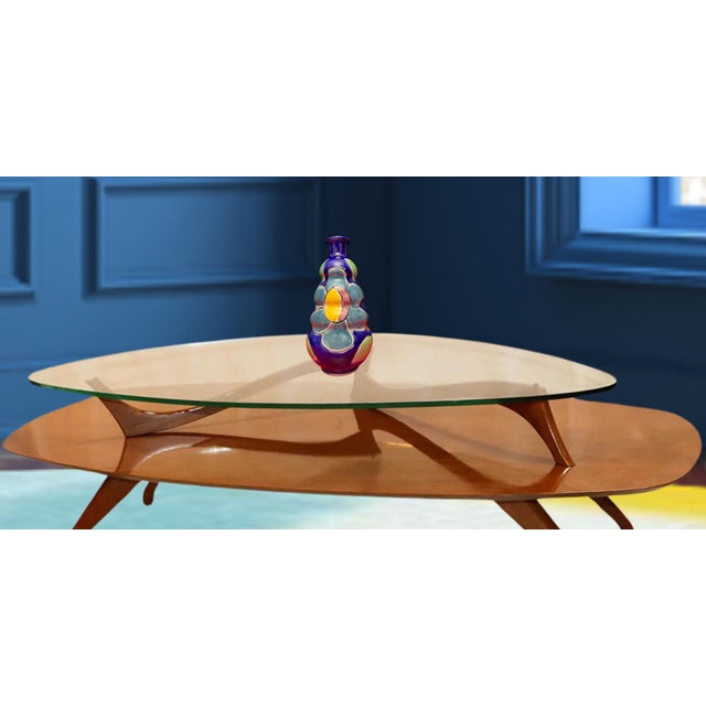 Blue La Musa Abstract Floral Ceramic Vase For Sale - Image 8 of 15