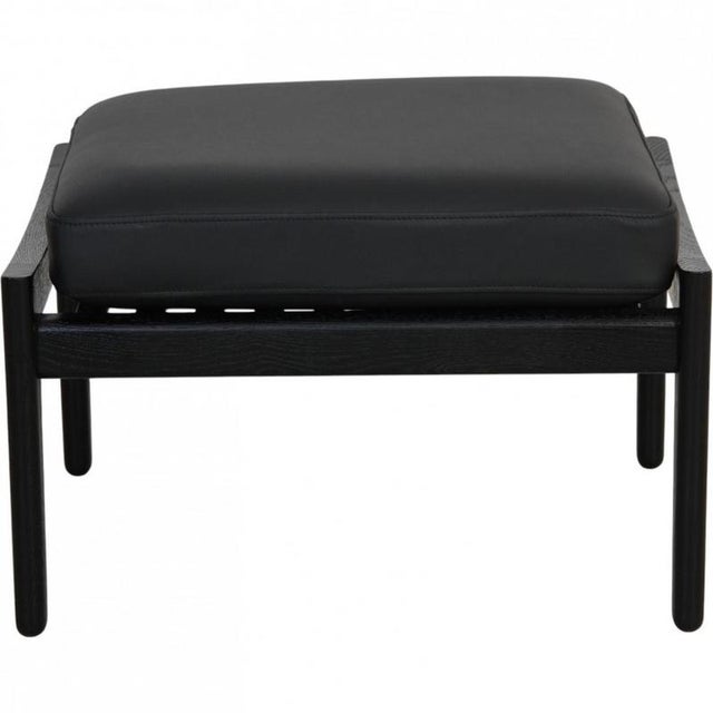 Black GE-290 Ottoman in Black Leather by Hans J. Wegner, 1980s For Sale - Image 12 of 12