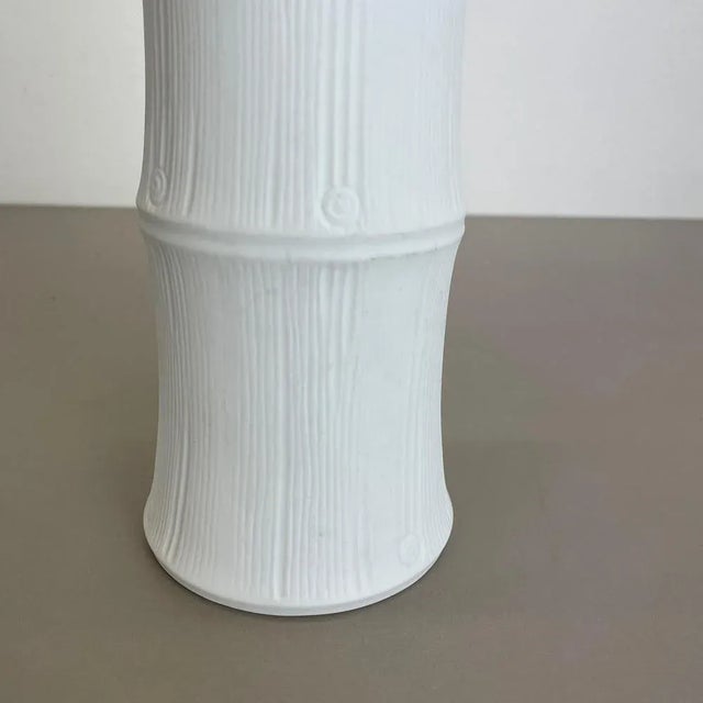 Ceramic Porcelain & Bamboo Op Art Vase by Heinrich Fuchs for Hutschenreuther, Germany, 1970s For Sale - Image 7 of 15