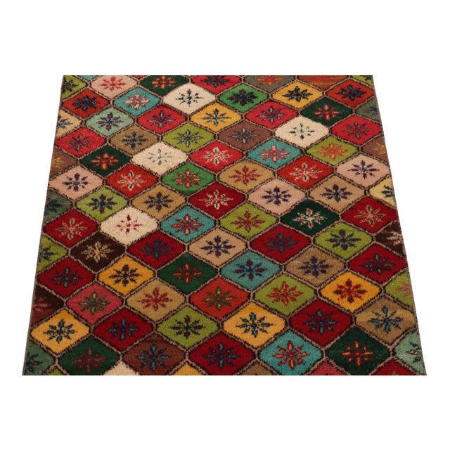 Vintage Art Deco Runner in Multicolor Floral Geometric Pattern For Sale - Image 4 of 8