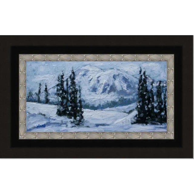Textile "Mt. Rainier Paradise" Contemporary Winter Landscape Oil Painting For Sale - Image 7 of 12