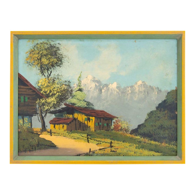 Illegibly Signed Rocky Mountain Landscape Oil For Sale