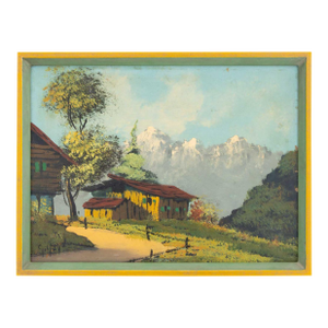 Illegibly Signed Rocky Mountain Landscape Oil