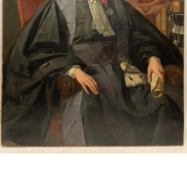 Large French Portrait, 19th Century, Oil on Canvas For Sale - Image 10 of 18
