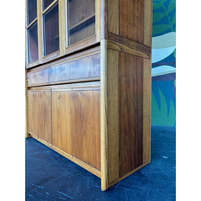 1980s Postmod Lane Oak and Walnut Hutch For Sale - Image 5 of 10