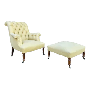 Vintage Napoleon III Chair and Ottoman