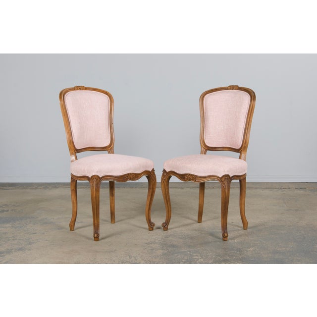 Early 20th Century French Louis XV Style Maple Dining Chairs in Blush Pink - Set of 8 For Sale - Image 5 of 12