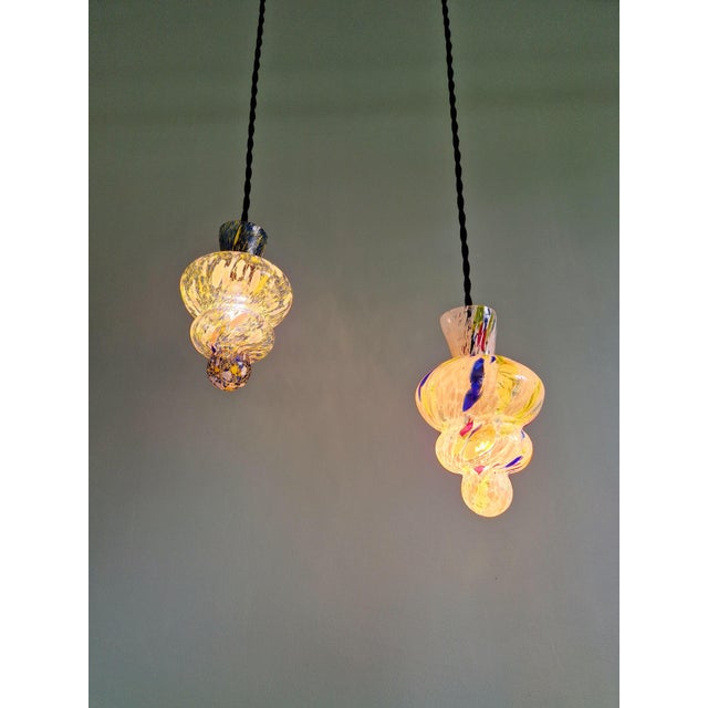 Vintage Blown Glass Pendant Lights, 1950s, Set of 2 For Sale - Image 12 of 18