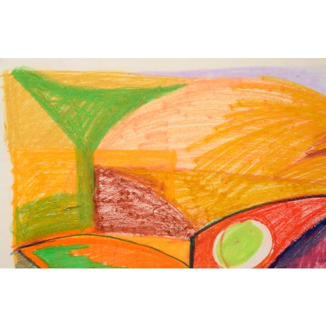 Orange Masque - Abstracted Portrait in Conte Crayon on Paper by Michael William Eggleston For Sale - Image 4 of 5