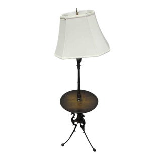 Wooden Floor Lamp with Table For Sale