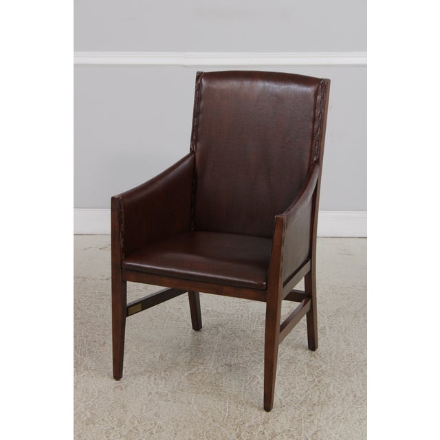 Stickley Set of 6 Stickley Leather Dining Chairs For Sale - Image 4 of 15