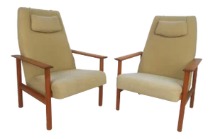 Vintage Modern Folke Ohlsson Style Lounge Chairs - a Pair