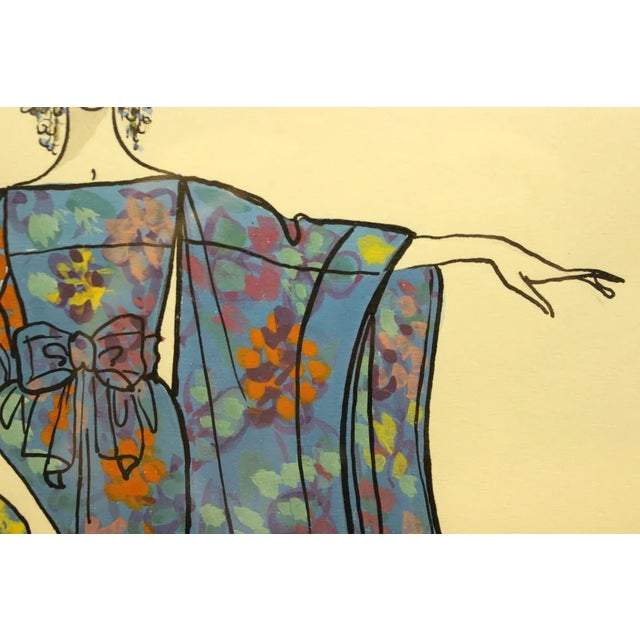 Nina Ricci 'Iris' 81 Watercolor Fashion Plate For Sale - Image 4 of 7