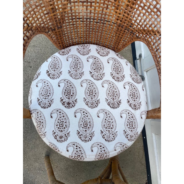 Pair of Barrel Back Woven Rattan Chairs For Sale - Image 9 of 12