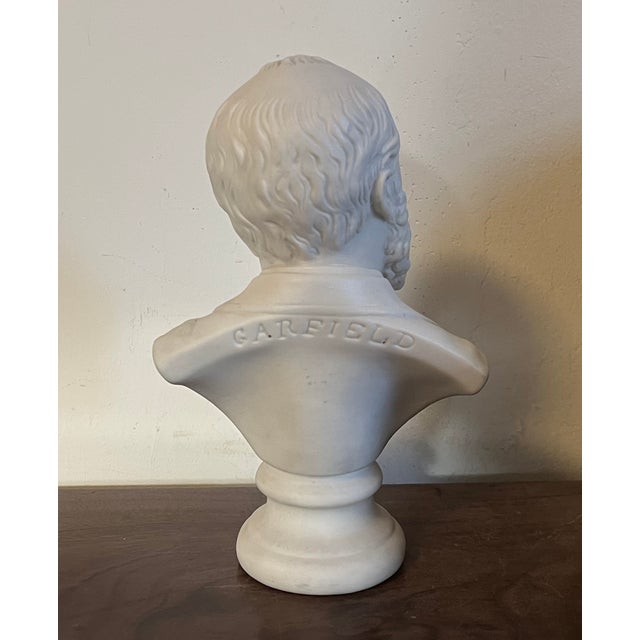 Antique 19th Century English Parian Porcelain Bisque Portrait Bust of President James Garfield For Sale - Image 9 of 14