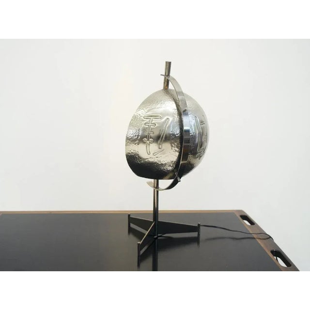 Metal Table Lamp with Triangular Glass Light on Tripod Stand, 1970s For Sale - Image 3 of 6